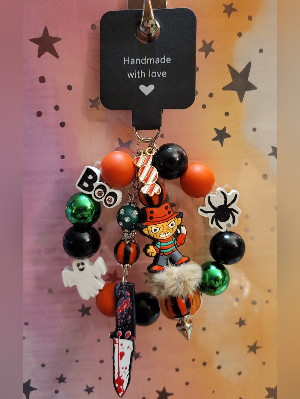 Purse Charm Bag Charm Halloween Freddy Krueger-Handmade Custom